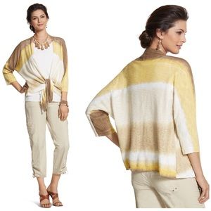 Chico's Shaline Striped Tie-Dye‎ Cardigan Size 12 Chico's Size 2